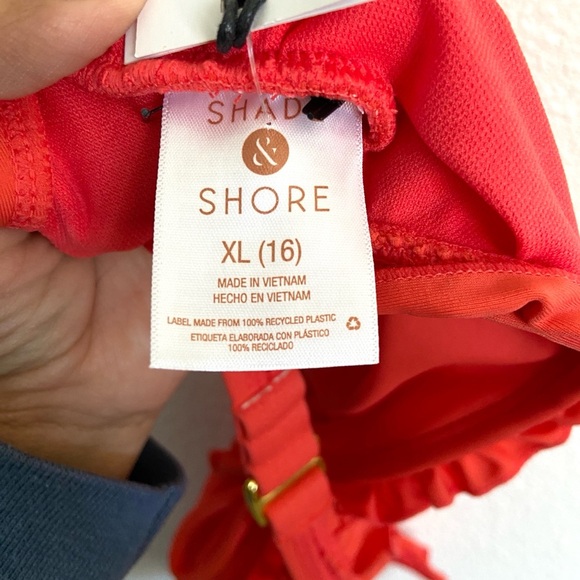 Shade & Shore tie front ruffle bralette bikini swimwear top - Picture 7 of 7